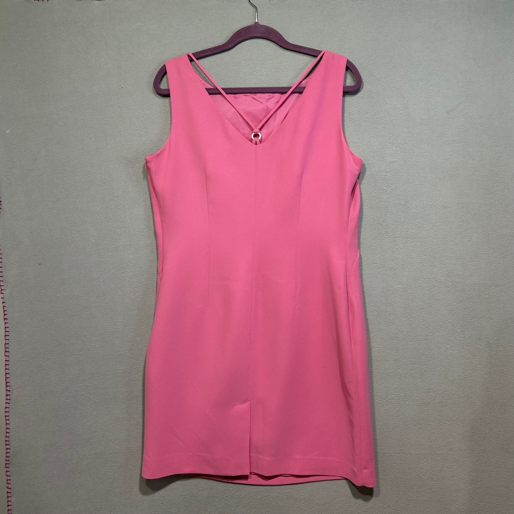 Amanda Smith Petite Sheath Dress Womens 14P‎ Pink Good Strappy Back Career